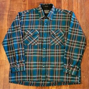 Vintage Back Packer ‘80s Outdoor Green Plaid Longsleeve Button Down Shirt XL